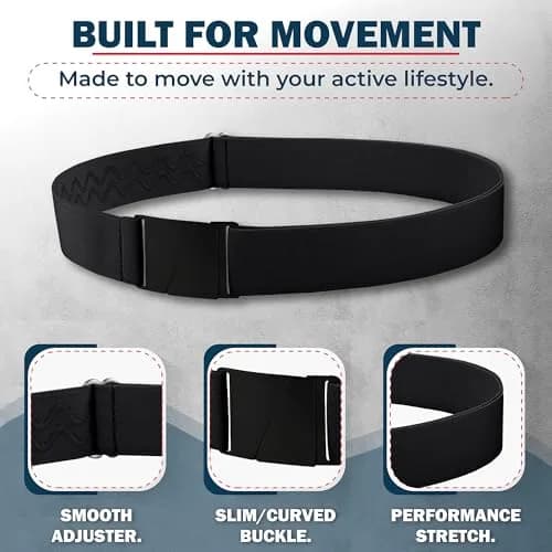 ONE-BELT No Show Invisible Elastic Belt 1.5" Adjustable Fits Waist Up to 50" Black thumbnail 5