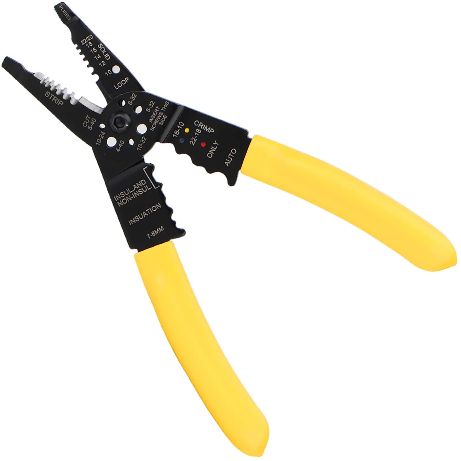 DOWELL 8-Inch Wire Stripper Cutter Crimper 10-22 AWG | Multifunction Tool for Electrical Wiring