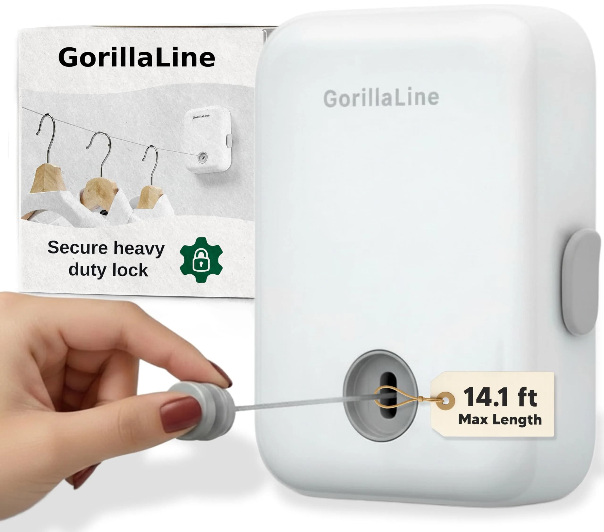 GorillaLine Retractable Clothesline 13.9 ft (4.2 m) | Heavy Duty Stainless Steel Indoor Outdoor Drying Rack - main product image