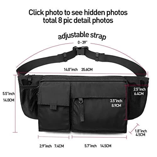 SEAFEW Waterproof Black Waist Bag Fanny Pack 35.6cm x 14cm x 4.5cm | Adjustable Waist Belt for Men & Women thumbnail 6