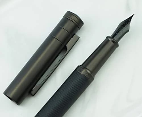 erofa Black Fountain Pen with EF Nib, Silver Aluminum Alloy, Bamboo Clip, 0.5mm thumbnail 4