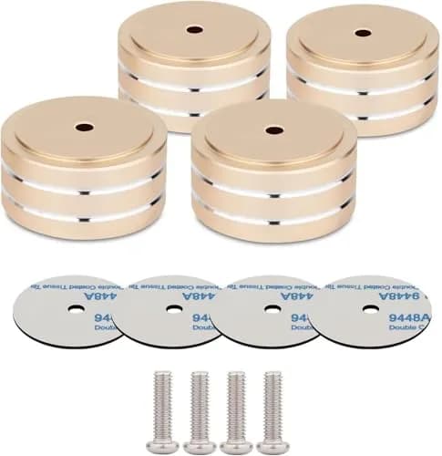 Monosaudio Gold 4Pcs Aluminum HIFI AMP Speaker Isolation Stand 40mm Diameter x 20mm Height | Vibration Damping Feet for Turntables & Amplifiers thumbnail 1