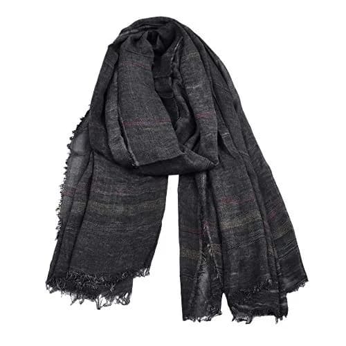 Kangqifen Unisex Striped Cotton Linen Scarf 75x35 inches | Lightweight & Soft for All Seasons thumbnail 1