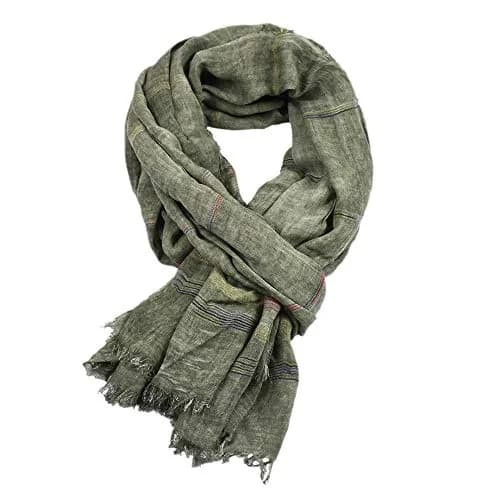 Kangqifen Unisex Striped Cotton Linen Scarf 75 x 35 inches | Lightweight & Soft for All Seasons thumbnail 2