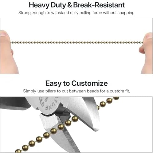 SmoTecQ Brass Fan Pull Chain Extension 3.0mm (10 ft / 305 cm) with 12 Connectors | Antique Bronze Finish thumbnail 4