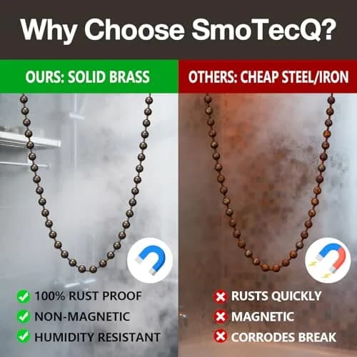 SmoTecQ Brass Fan Pull Chain Extension 3.0mm (10 ft / 305 cm) with 12 Connectors | Antique Bronze Finish thumbnail 7
