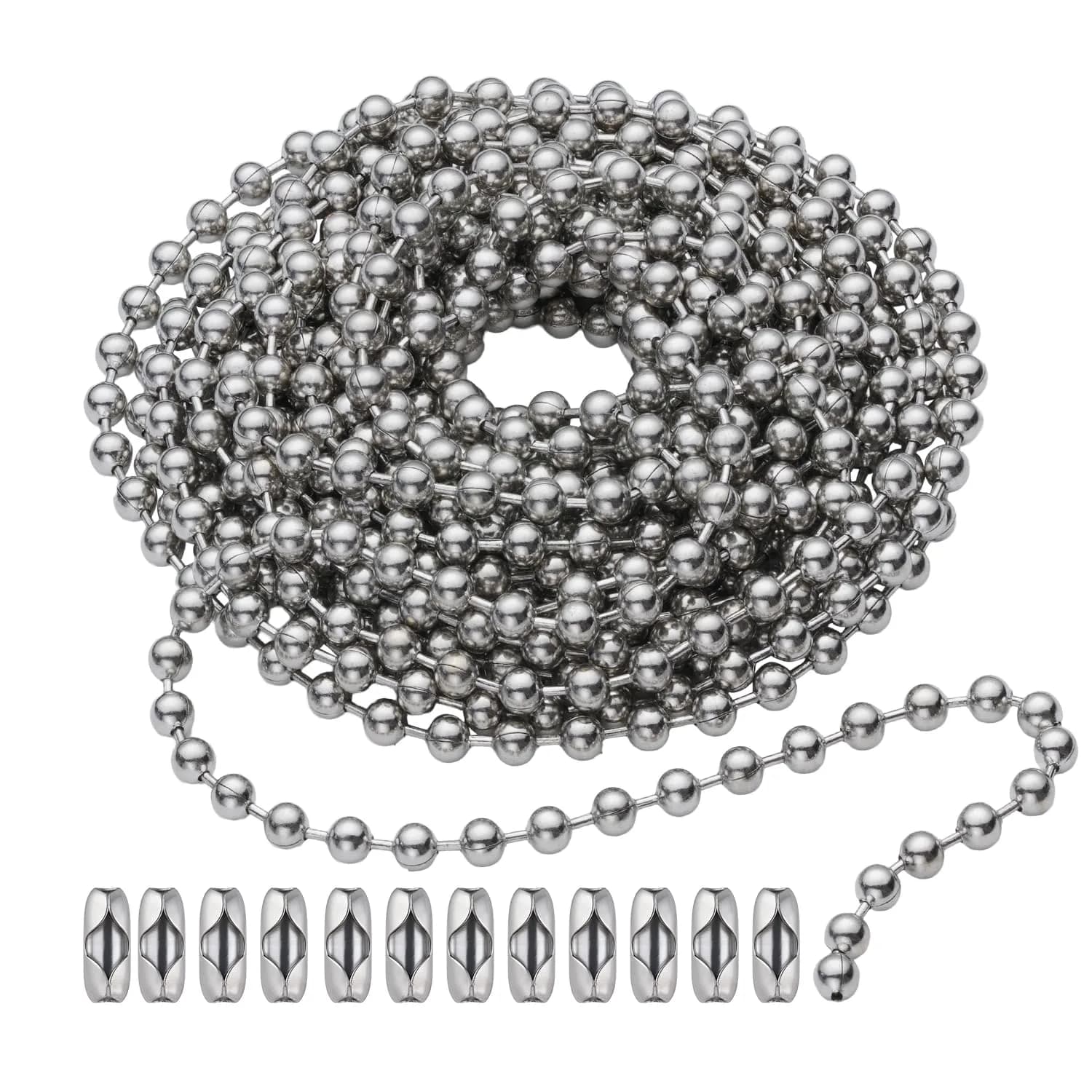 SmoTecQ Brass Fan Pull Chain Extension 3.0mm (10 ft / 305 cm) with 12 Connectors | Antique Bronze Finish — silver