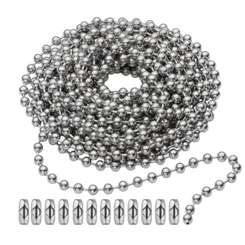 SmoTecQ Brass Fan Pull Chain Extension 120 Inch | Silver Beaded Chain for Ceiling Fans & Lights thumbnail 1