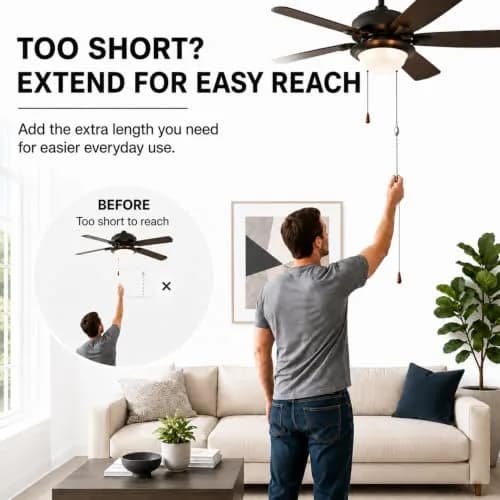 SmoTecQ Brass Fan Pull Chain Extension 120 Inch | Silver Beaded Chain for Ceiling Fans & Lights thumbnail 5