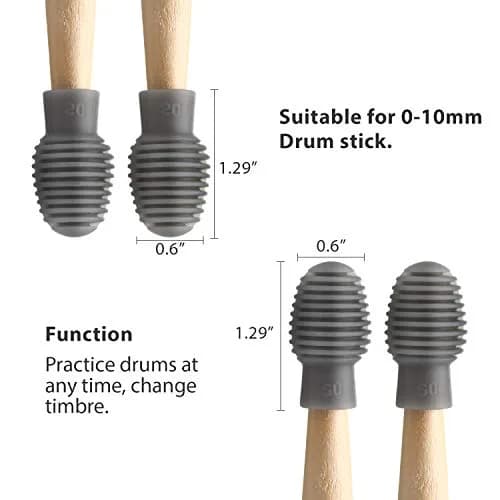 Frienda Grey 4 pcs Drumstick Dampeners Silicone Practice Tips | Noise-Reducing Percussion Accessories thumbnail 2