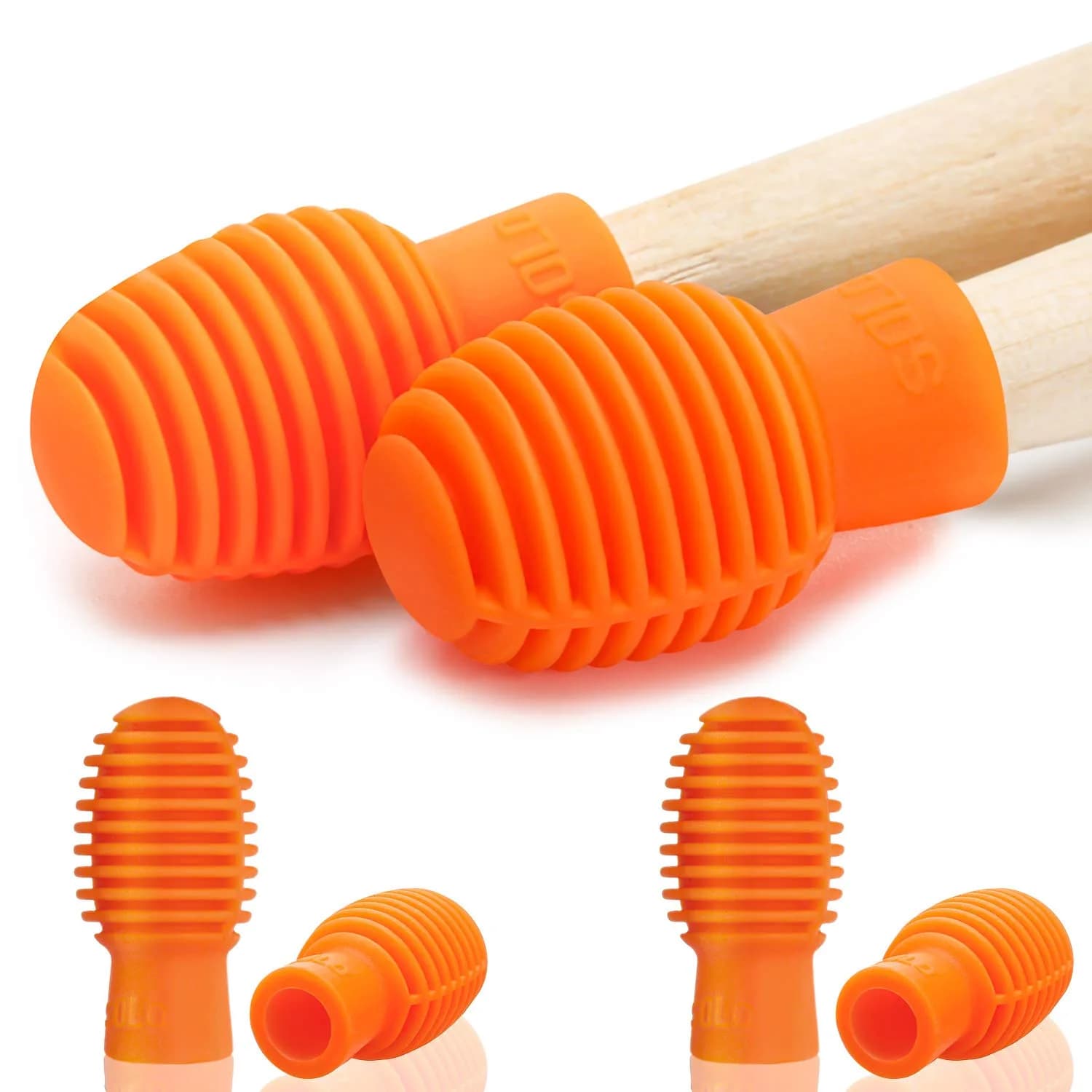 Frienda Silicone Drumstick Dampeners 4 Pcs | Noise-Reducing Practice Tips for Drummers — Orange