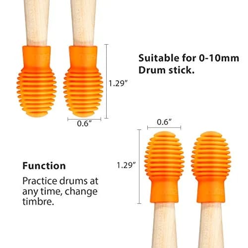 Frienda 4 pcs Silicone Drumstick Dampeners Orange | Practice Noise-Free Tips for Drummers thumbnail 2