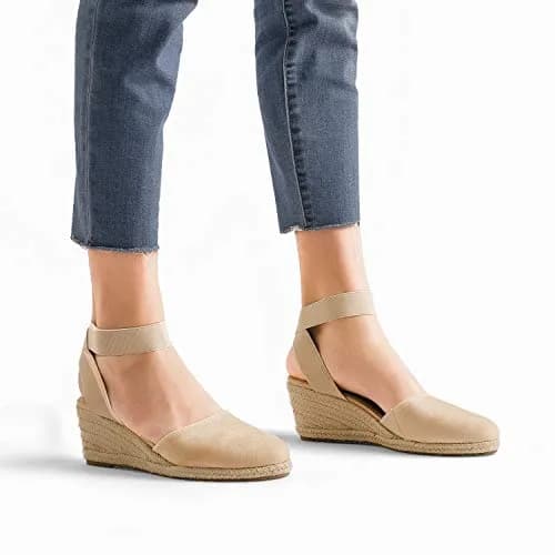 DREAM PAIRS Women's Ankle Strap Wedge Sandals Size 11 Nude | 6.1 cm (2.4 Inch) Wedge Heel thumbnail 7