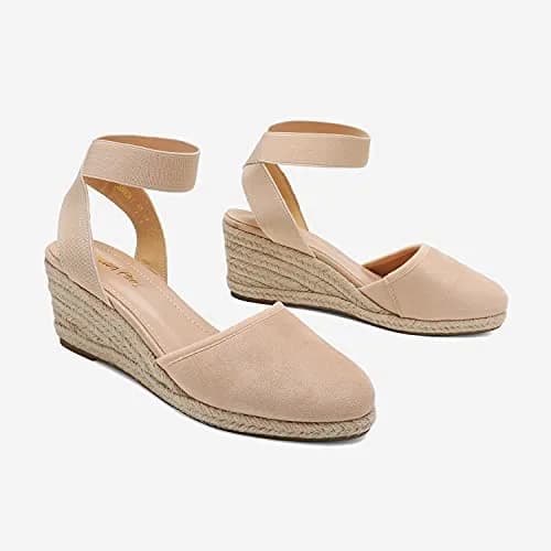 DREAM PAIRS Women's Ankle Strap Wedge Sandals Size 6 Nude | 2.4-inch Heel for Summer Outfits thumbnail 4