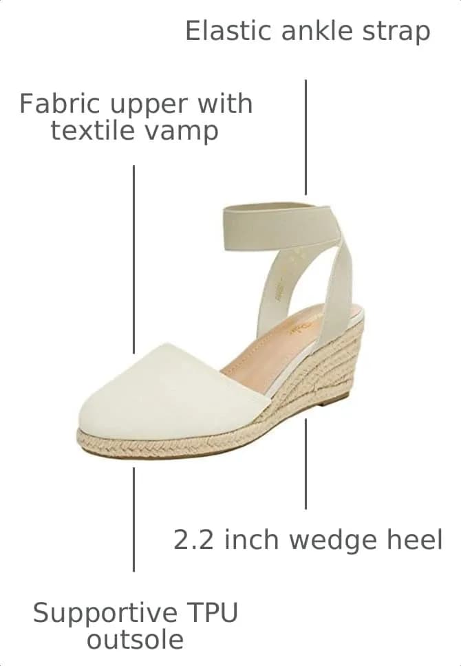 DREAM PAIRS Women's Ankle Strap Wedge Sandals, Size 9.5 (2.4 inch heel) Beige/White | Comfortable & Stylish Summer Footwear thumbnail 4