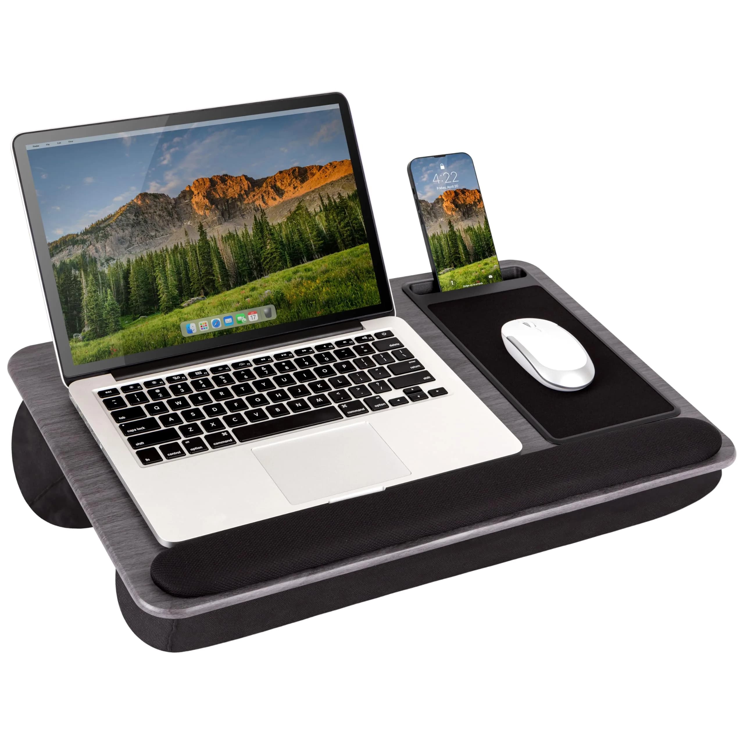 LapGear Home Office Pro Lap Desk 21.1" x 14" | Fits 15.6" Laptops, Cushioned Wrist Rest, Phone Slot