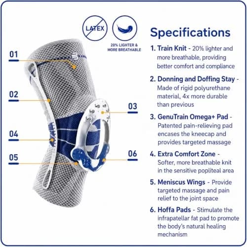 Bauerfeind GenuTrain Knee Support Brace (New Version) Size 3C Titanium | Medical Grade Support for Pain Relief & Stabilization thumbnail 4