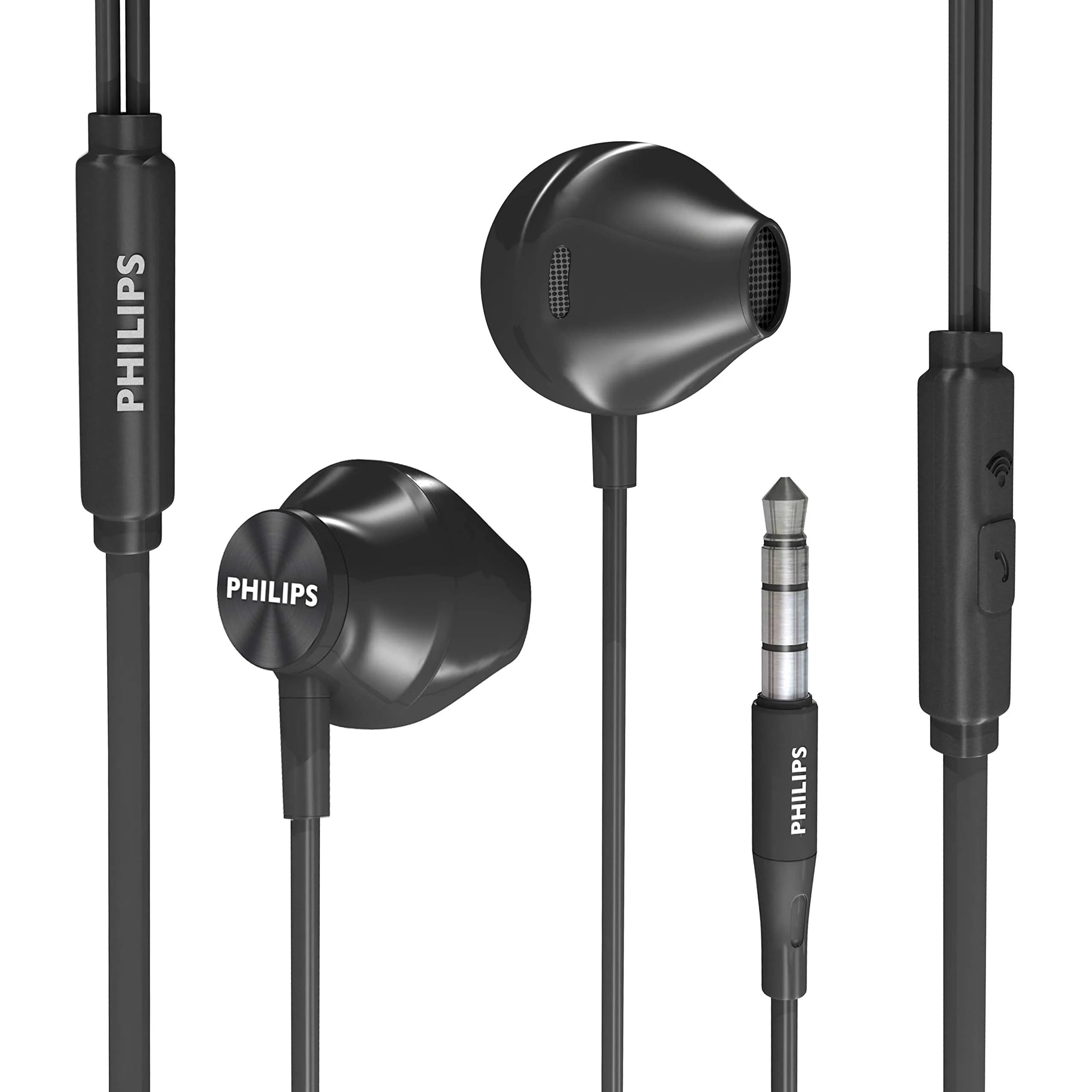 PHILIPS Wired Earbuds with Microphone, 32 Ohm Impedance | Clear Sound for Cell Phones — White