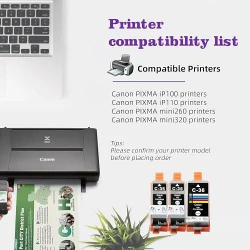 ARTITECH PGI-35 CLI-36 Ink Cartridges 6 Pack | Compatible with Canon PIXMA TR150 TR160 iP110 iP100 Mini260 Mini320 thumbnail 2