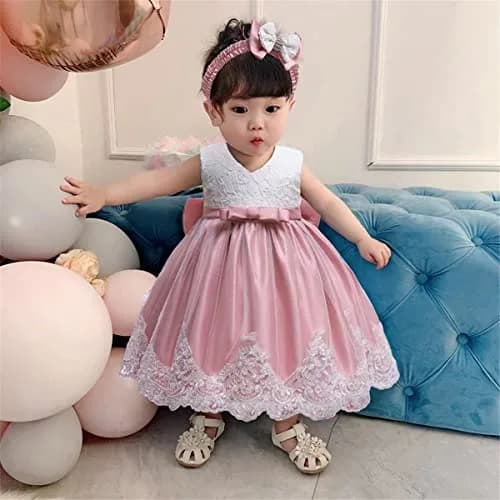 WZSYGDTC Baby Girl Christmas Easter Dress 3-6 Months | Formal Party Gown with Floral Embroidery thumbnail 2