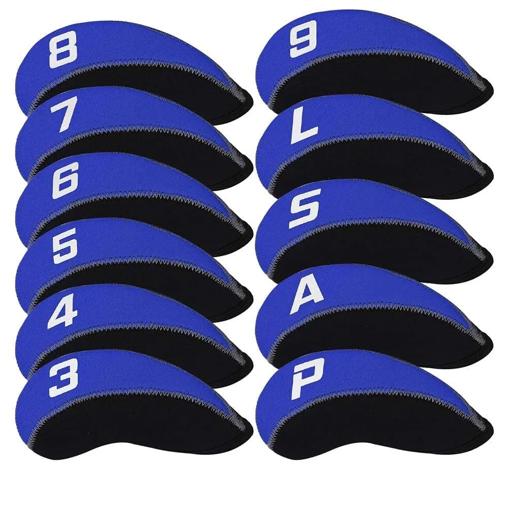 CRAFTSMAN GOLF Gray & Black 11pcs Neoprene Iron Headcover Set with Large Numbers | Protects Irons During Play & Travel — Blue & Black