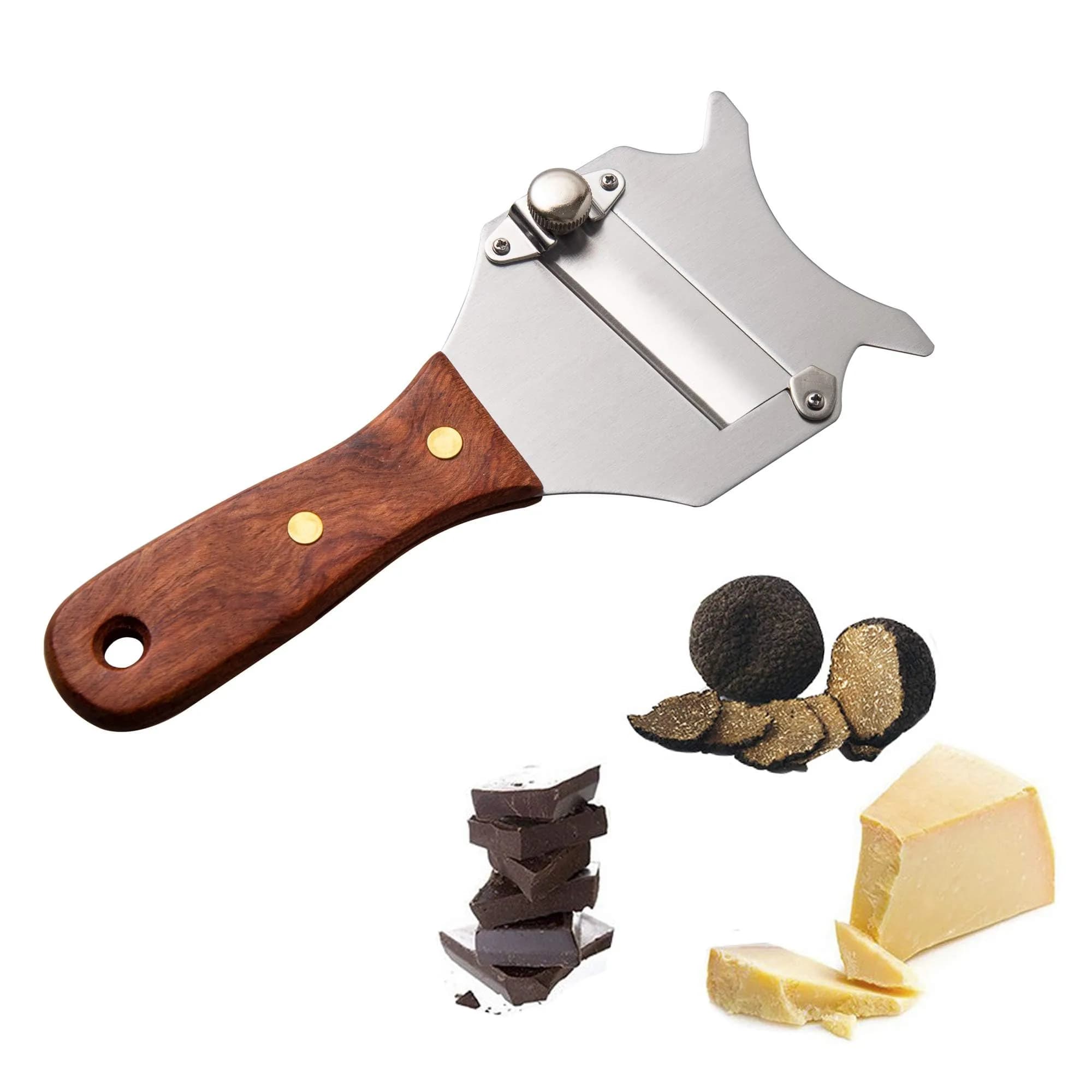 IMEEA Truffle Slicer Shaver Stainless Steel Chocolate Cheese Grater with Adjustable Blade and Wood Handle - main product image
