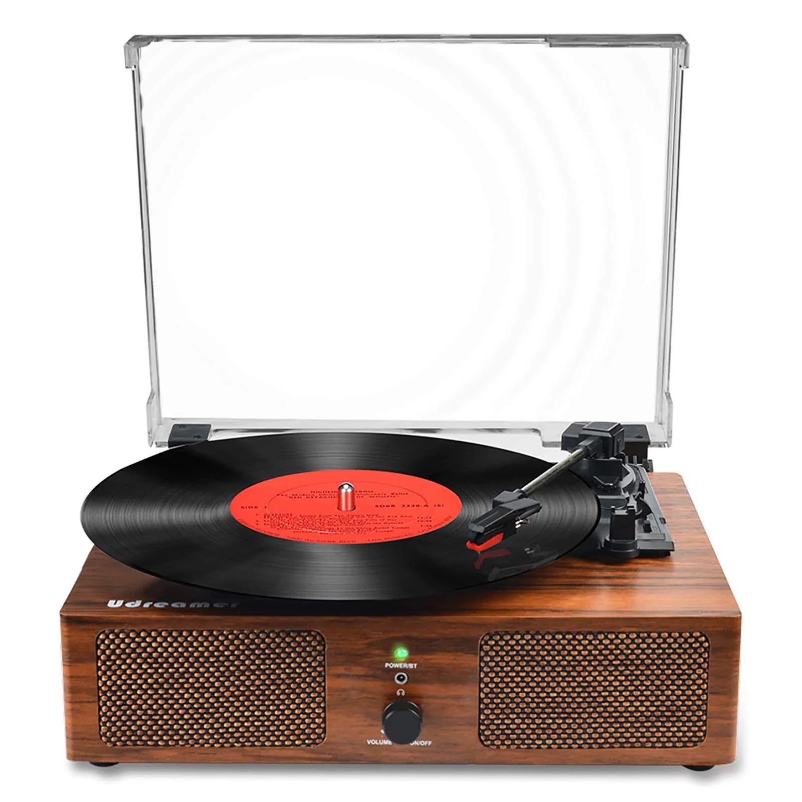 Udreamer Vinyl Record Player Wireless Turntable with Built-in Speakers & USB 32.5cm (12.8") | Belt-Driven for Clearer Sound