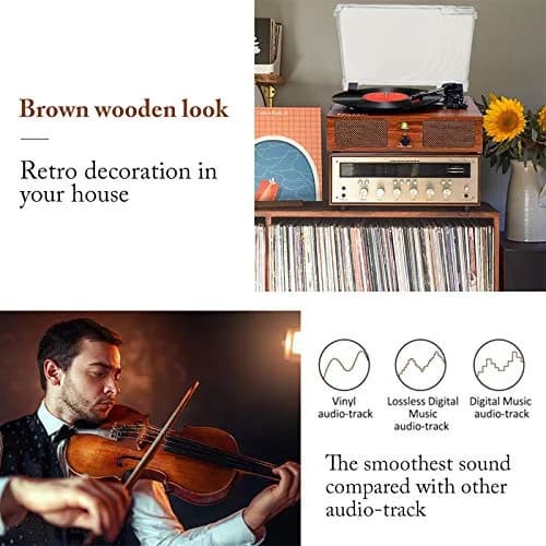 Udreamer Vinyl Record Player Wireless Turntable with Built-in Speakers & USB 32.5cm (12.8") | Belt-Driven for Clearer Sound thumbnail 5