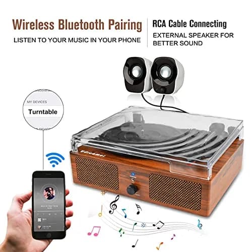 Udreamer Vinyl Record Player Wireless Turntable with Built-in Speakers & USB 32.5cm (12.8") | Belt-Driven for Clearer Sound thumbnail 2