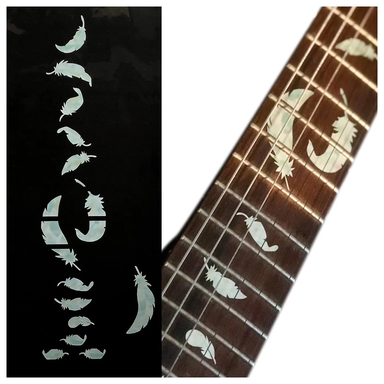 Inlay Sticker's Jockomo Flight Feathers Guitar Fret Markers - White Pearl — White Pearl