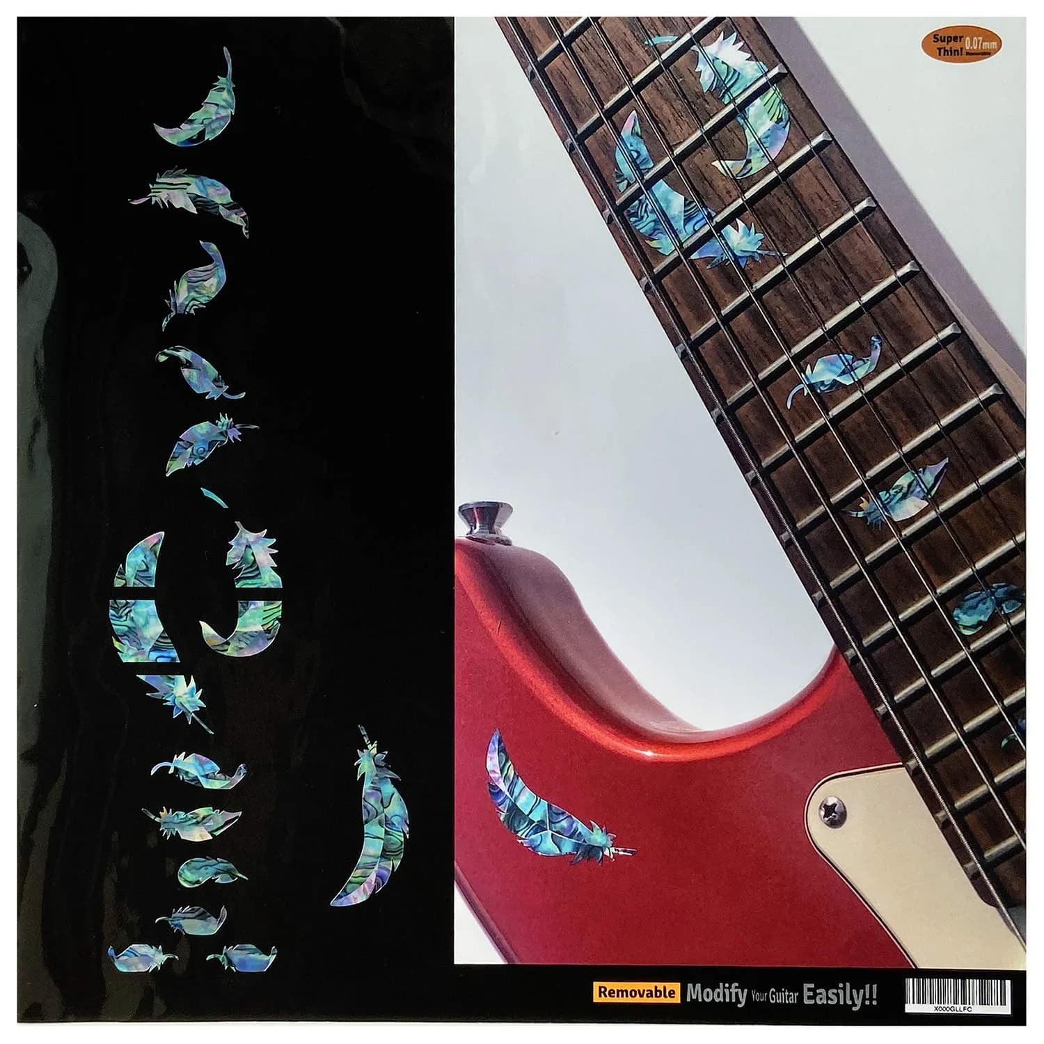 Inlay Sticker's Jockomo Flight Feathers Guitar Fret Markers - White Pearl — Abalone-Mix