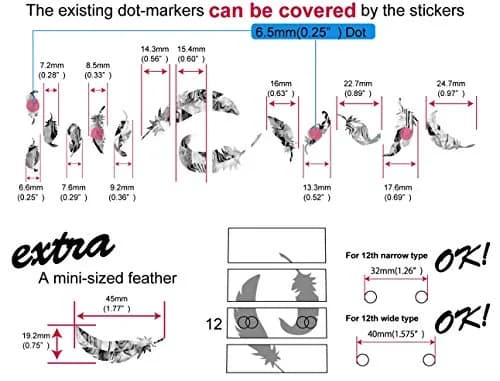 Inlay Sticker's Jockomo Flight Feathers Guitar Fret Markers (Abalone-Mix) | 1 Sheet thumbnail 7