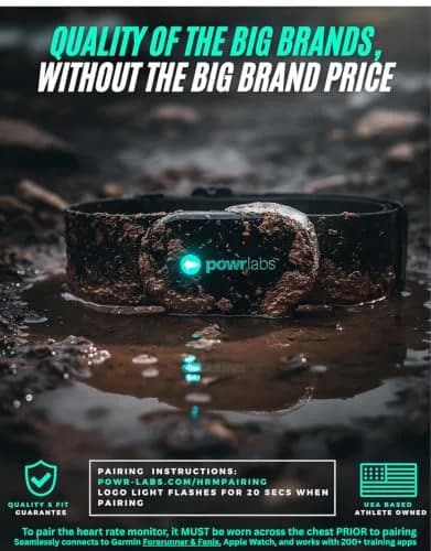 POWR LABS Bluetooth ANT+ Heart Rate Monitor Chest Strap | Dual Connectivity, IPX67 Sweatproof, Adjustable Fit (61 x 1.5 x 0.15 inches) thumbnail 9