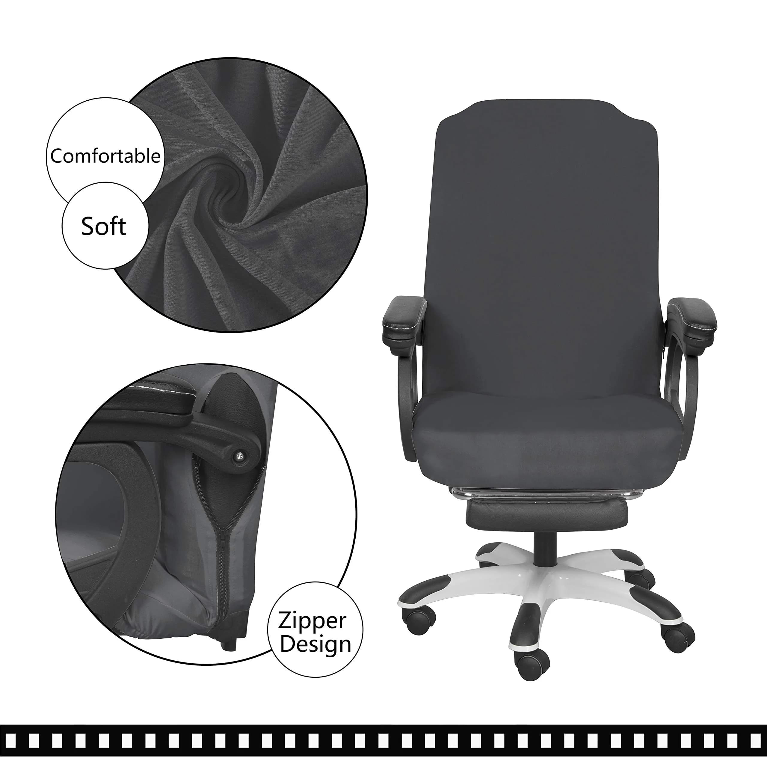 SARAFLORA Office Chair Cover- Large, Grey | Removable & Washable Protector for Office & Study thumbnail 4