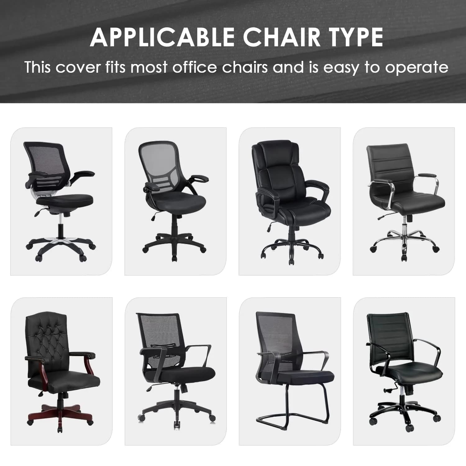 SARAFLORA Office Chair Cover- Large, Grey | Removable & Washable Protector for Office & Study thumbnail 7