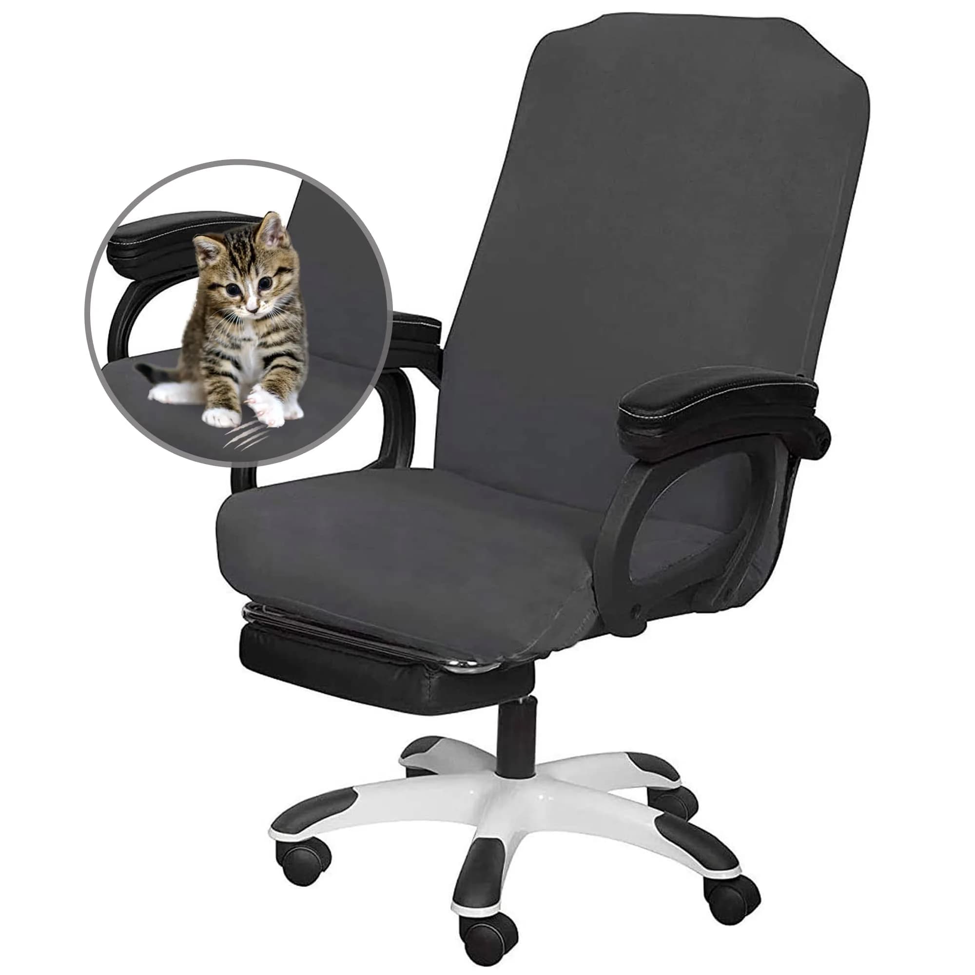 SARAFLORA Office Chair Cover- Large, Grey | Removable & Washable Protector for Office & Study thumbnail 8
