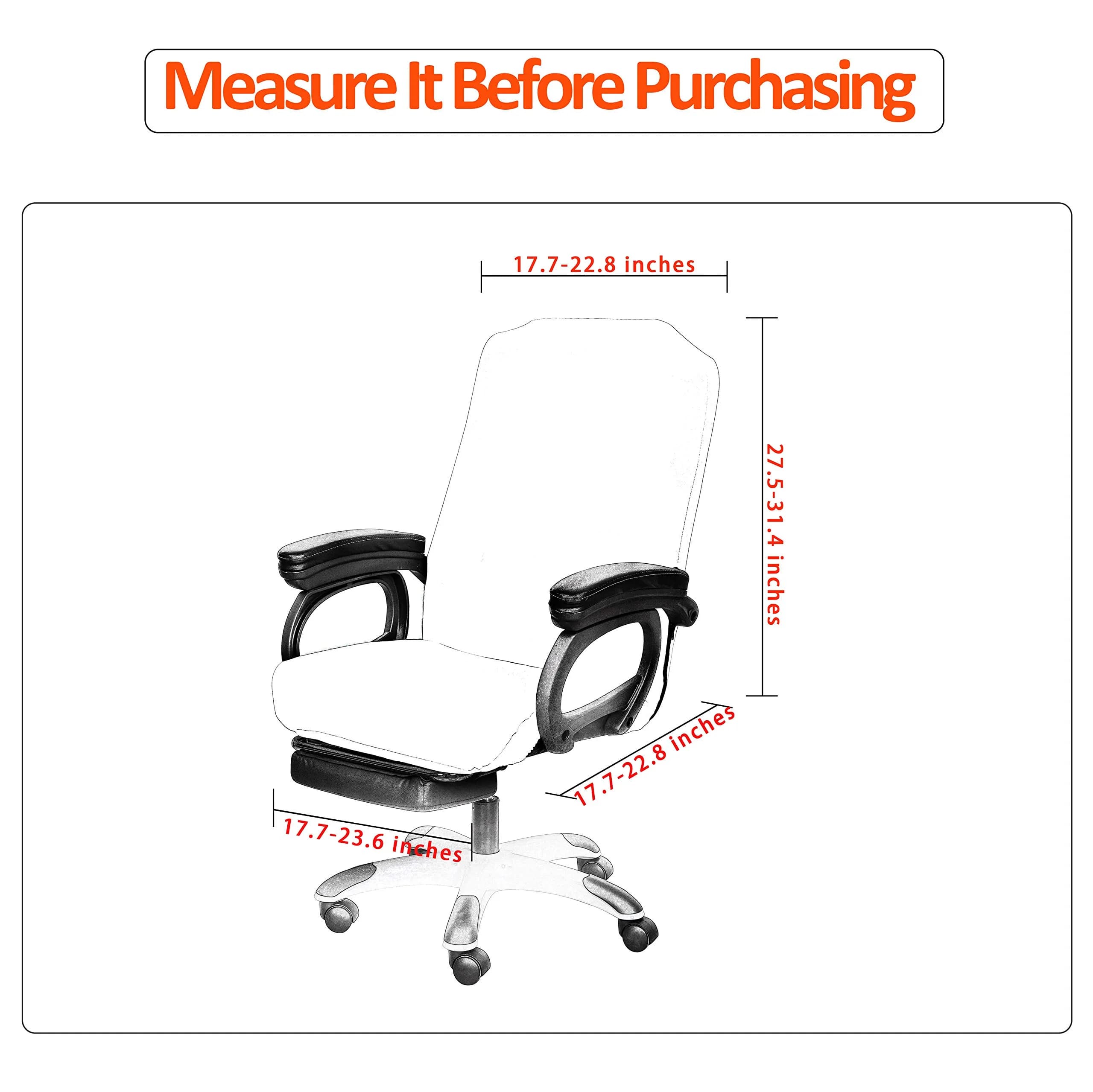 SARAFLORA Office Chair Cover- Large, Grey | Removable & Washable Protector for Office & Study thumbnail 2