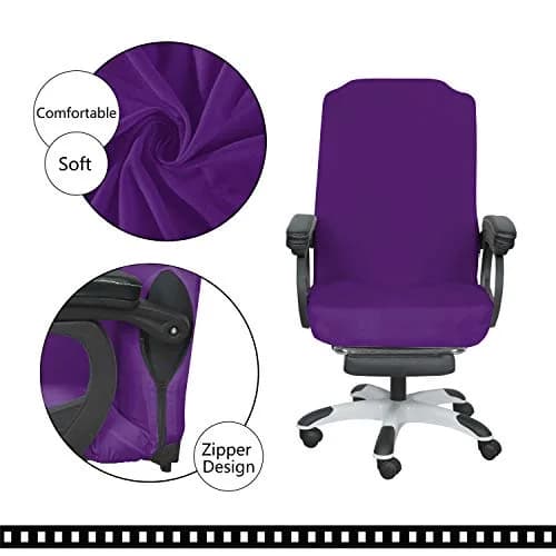 SARAFLORA Purple Office Chair Cover- Large, Removable, Durable, Stretch Fit, Zipper & Elastic, Water Resistant thumbnail 5