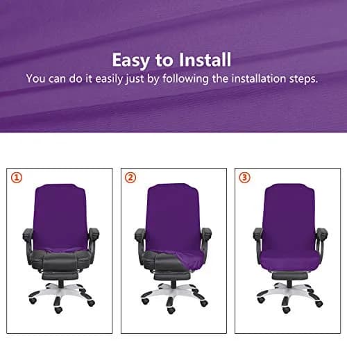 SARAFLORA Purple Office Chair Cover- Large, Removable, Durable, Stretch Fit, Zipper & Elastic, Water Resistant thumbnail 7