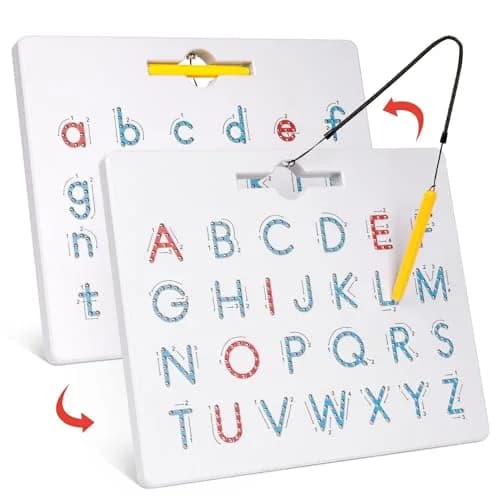 GAMENOTE Magnetic Letter Board Double Sided, ABC Alphabet Tracing Board | 12.5×10 inch, Durable Plastic, Educational Toy for Kids thumbnail 1