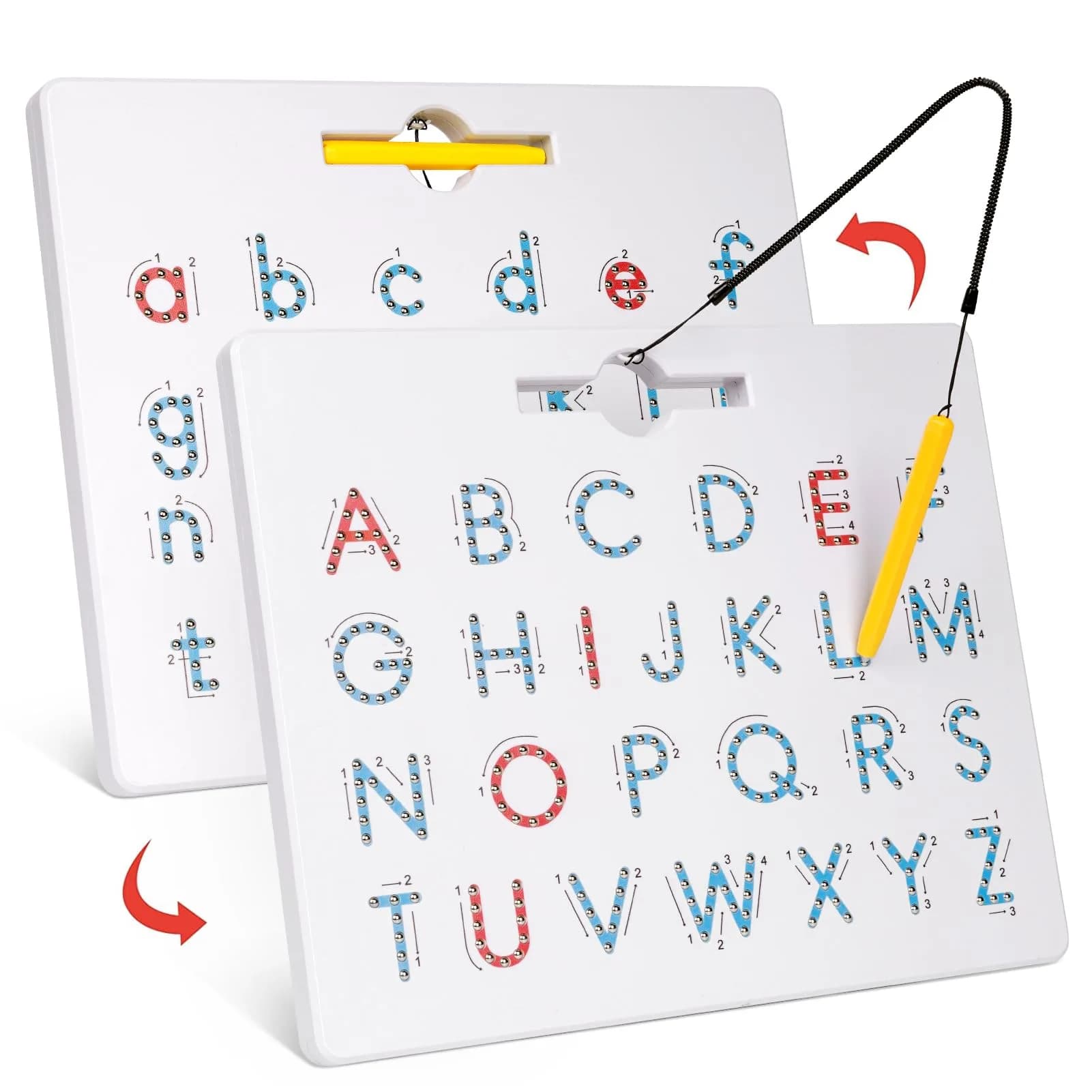 GAMENOTE Magnetic Letter Board Double Sided, ABC Alphabet Tracing Board | 12.5×10 inch, Durable Plastic, Educational Toy for Kids