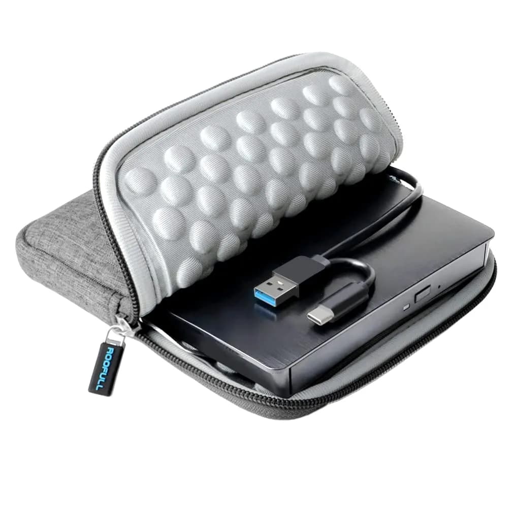 ROOFULL External CD DVD Drive with USB 3.0 Type-C Hub & SD Card Reader, 15.6cm (5.5in) | Reads & Burns CDs/DVDs, Expands Laptop Ports — 5.8" x 5.62" x 0.62"