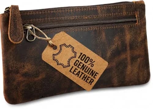 moonster Full-Grain Buffalo Leather Pen Case, 8x4 Inch | Handmade Small Leather Pouch for Pens & Stationery thumbnail 1