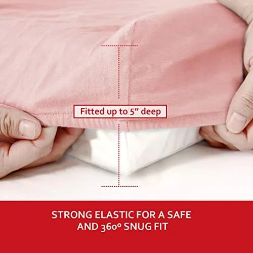 Moonsea Pink Cotton Changing Pad Cover 2 Pack 81cm x 41cm (32" x 16") | Soft Breathable Organic Cotton for Baby Girls thumbnail 4