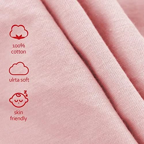 Moonsea Pink Cotton Changing Pad Cover 2 Pack 81cm x 41cm (32" x 16") | Soft Breathable Organic Cotton for Baby Girls thumbnail 2