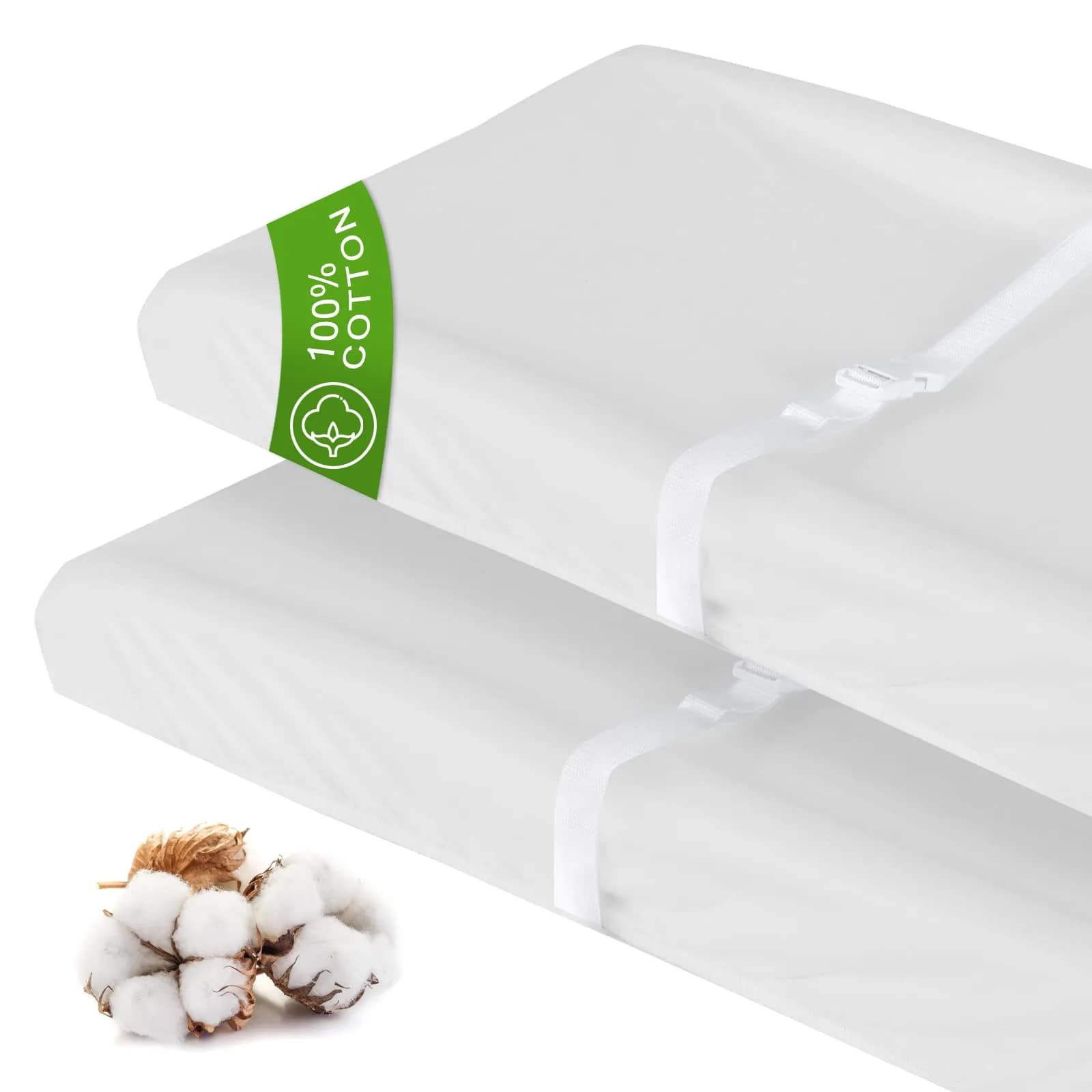 Moonsea Organic Cotton Changing Pad Cover 2 Pack (32" x 16") | Soft, Breathable, Hypoallergenic