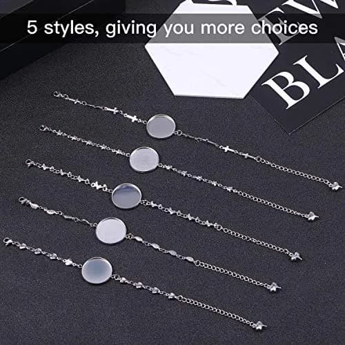 Hicarer 40 Pieces Bracelet Bezel Settings for Jewelry Making | Adjustable, Glass & Stainless Steel | 14cm (5.5 inch) thumbnail 4