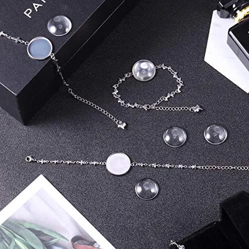 Hicarer 40 Pieces Bracelet Bezel Settings for Jewelry Making | Adjustable, Glass & Stainless Steel | 14cm (5.5 inch) thumbnail 5
