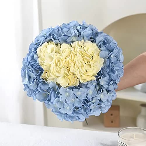 LUSHIDI Silk Hydrangea Heads with Stems 10PCS | Elegant Artificial Flowers for Wedding & Home Decor thumbnail 4