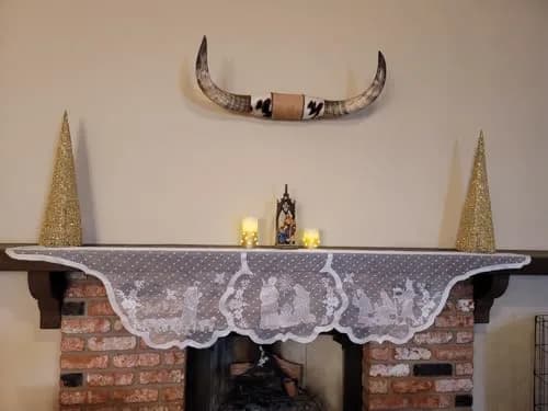 DoubleWood White Lace Jesus Garland Christmas Table Runner 50 cm (20 in) x 228 cm (90 in) | Festive Holiday Decor for Mantles and Tables thumbnail 4